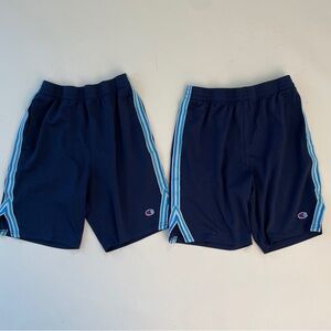 Champion Shorts Youth Large Athletic Blue Side Strip - 2 Pair Lot Bundle